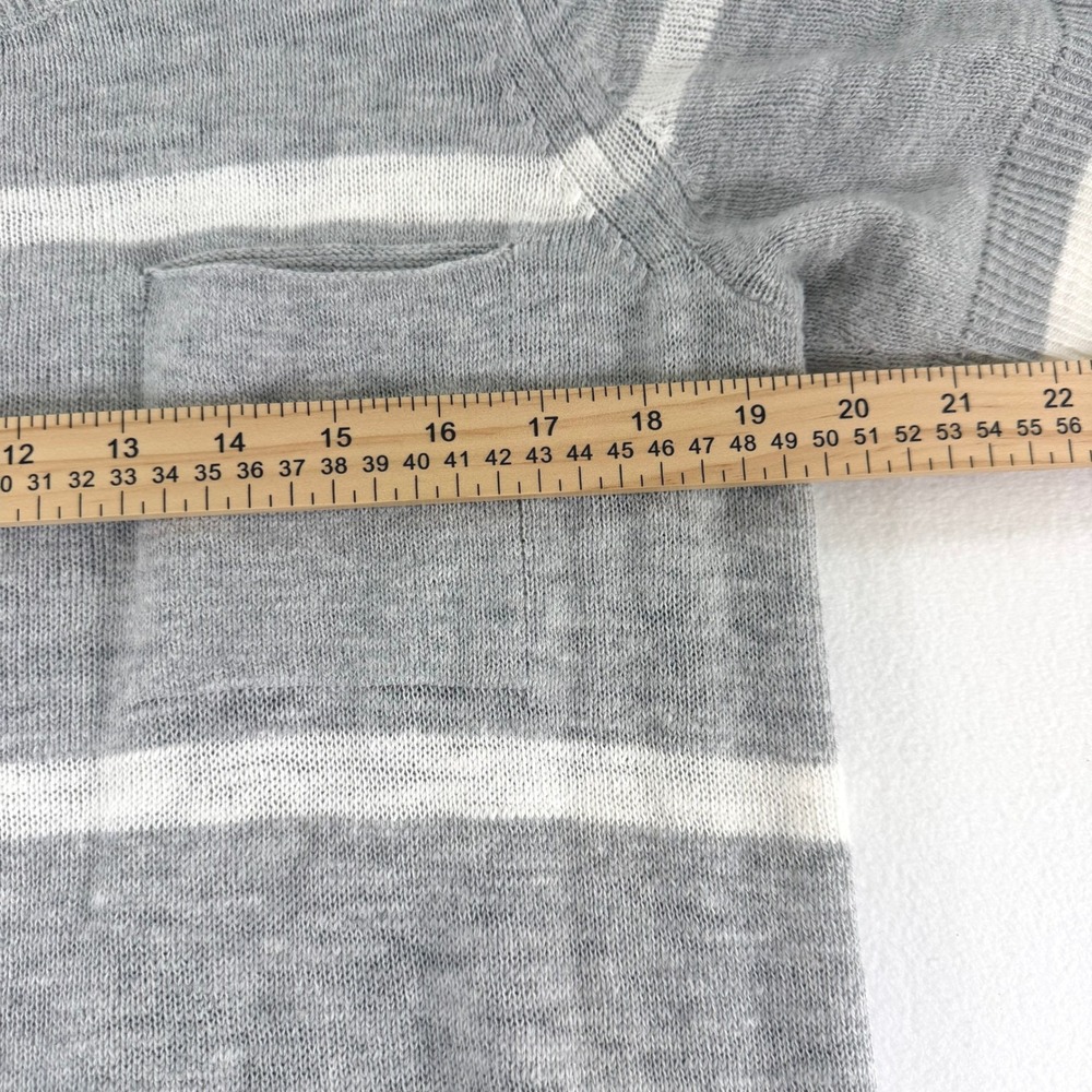 GAP Women's Grey White Stripe Short Sleeve Knit Sweater Medium 100% Cotton - Picture 9 of 11